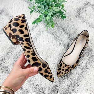 Cole Haan Calf Hair Leopard Print Low Heels Shoes Tan Size 10